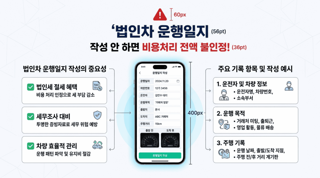 업무용 승용차 법인차 개인명의 비용처리 운행기록부 작성 예시