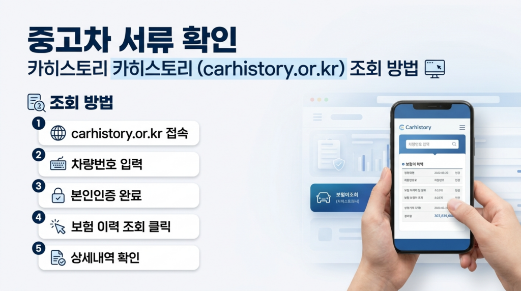 중고차 서류 확인 카히스토리 보험,사고,침수 이력 확인 방법