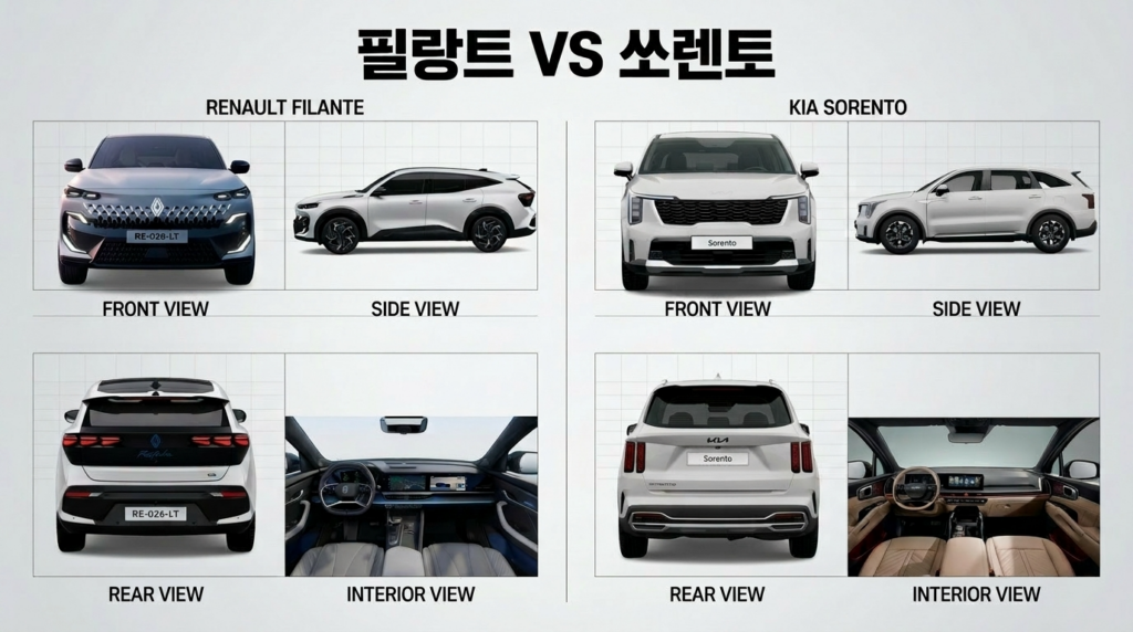 필랑트 쏘렌토 디자인 비교 이미지