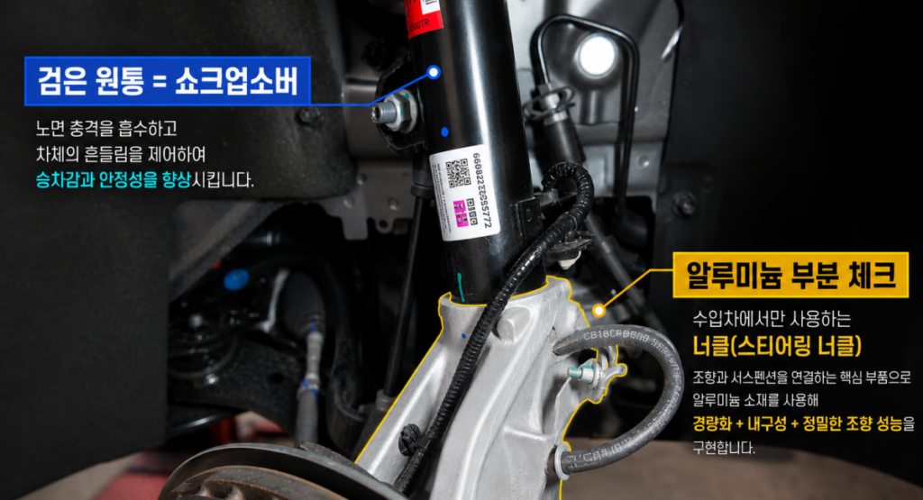 필랑트 쇼크업소버와 알루미늄 너클 구조 분석